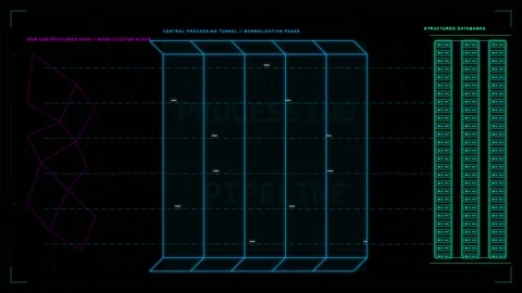 Futuristic Cyberpunk 3D Cube Morphing Animation with Neon Grid Lines Video stock 339380370