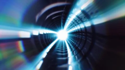 Futuristic Cyberpunk Data Tunnel with Bright Center Light Stock Illustration
