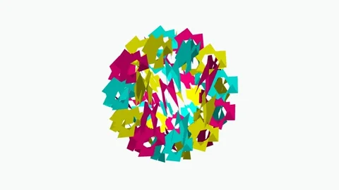Futuristic cyberpunk sphere composed of chaotic colorful Stock Footage 341720177