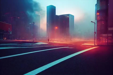 Futuristic Cyberpunk Streets Stock Illustration