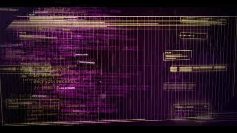 Futuristic Cybersecurity HUD Interface with Digital Code Background Video stock 335567642