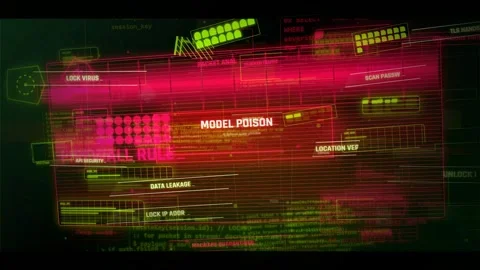 Futuristic Cybersecurity HUD Interface with Network Security Alerts Stock Footage 335567466
