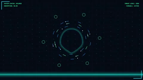 Futuristic Cybersecurity Interface with Data Shield Animation Stock Footage 347020641
