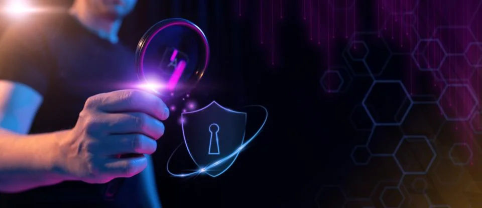 Futuristic Cybersecurity Shield Stockfoto's