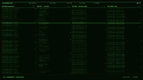 Futuristic cybersecurity terminal interface with scrolling system logs and .. Stock Footage 334092702