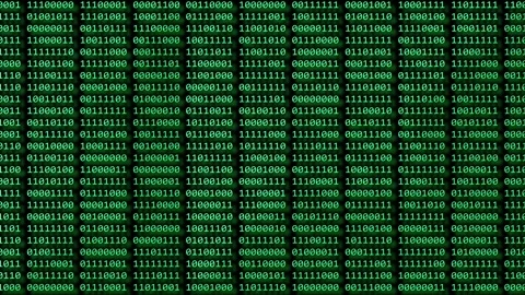 Futuristic cyberspace with binary code falling down Stock Footage 260484660