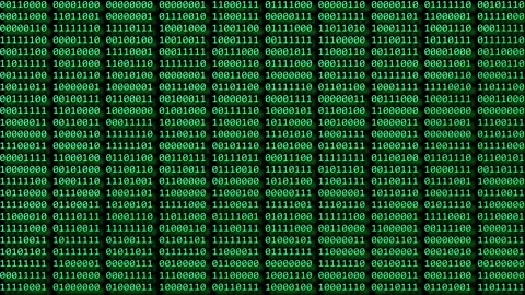 Futuristic cyberspace with binary code falling down Stock Footage 260484662