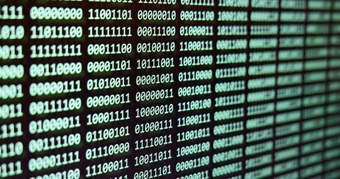 Futuristic cyberspace with binary code falling down Stock Footage 300397722