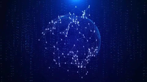 Futuristic cyberspace with digital world Global Technology. 3d Earth Digital Stock Footage 312004871