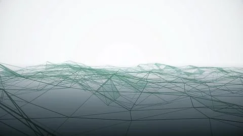 Futuristic cyberspace grid net polygonal wireframe hilly landscape seamless loop Stock Illustration
