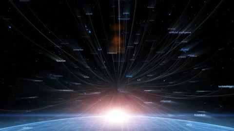Futuristic cyberspace word cloud animation Stock Footage 226806272