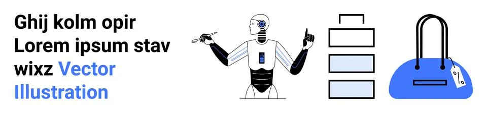 Futuristic Cyborg with Data Analyzing Abilities and Modern Bag Design イラスト素材
