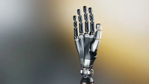 Futuristic cyborg robotic arm during test action. 動画素材 98434213