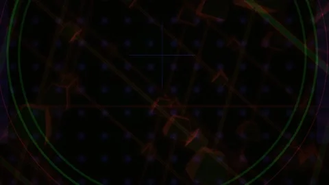 Futuristic Dark 3d Animation with Green Circle Overlay and Red Neon Geometr.. Stock Footage 343698830