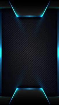 Futuristic dark background with cyan neon light frame sleek metallic border.. Stock Illustration