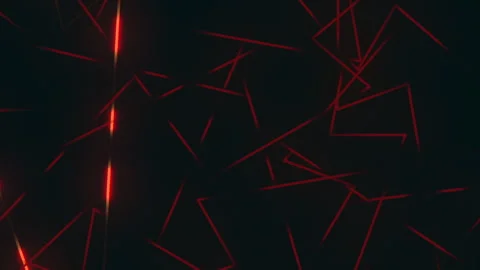 Futuristic dark background with glowing red neon lines and abstract geometric Stock Footage 334140545