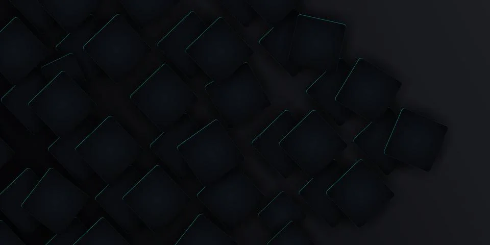Futuristic dark blue abstract background with chaotic 3D square blocks and brigh イラスト素材