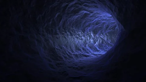 Futuristic dark blue artificial tunnel seamless looping flying Stock Footage 345056207