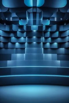 Futuristic dark blue   podium with light and reflection background Stock Illustration
