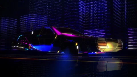 Futuristic Dark Car in Artificial Space. Computer Space. 3D Animation. Digital Stock Footage 278224998