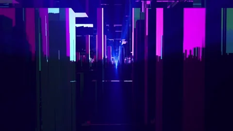 Futuristic Dark City. Vj Loop Stock Footage 142575381