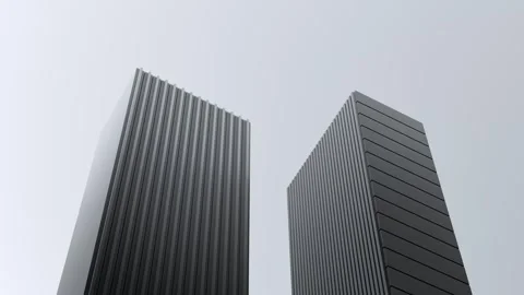 A futuristic, dark-colored skyscraper on the horizon, animation. 3D render Stock Footage 341898453
