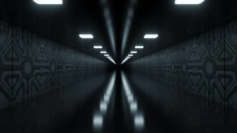 Futuristic Dark Corridor with Glowing Lights looping animation Stock Footage 312330559