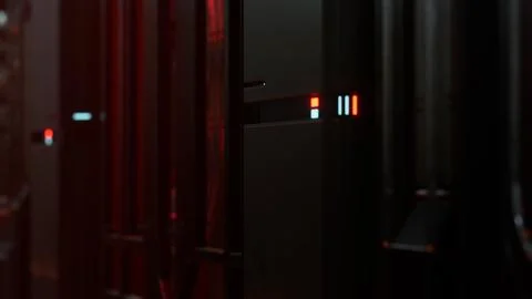 Futuristic dark Data center with metal and lights Stock Illustration