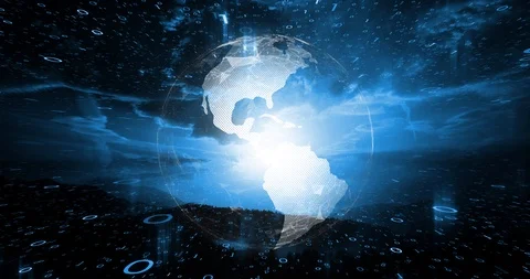 Futuristic dark gold colored landscape with binary numbers cyberspace backgro Stock Footage 99554700