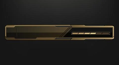 Futuristic dark gold interface frame banner featuring a sleek metallic bord.. Ilustración de archivo