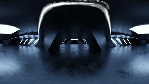 Futuristic Dark Interior Space with Ambient Lighting looping 360 panorama vr Stock Footage 296347443