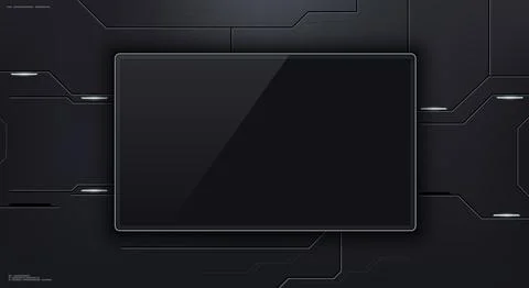 Futuristic dark metallic background blank screen with a glossy reflection. .. Stock Illustration