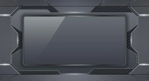 Futuristic dark metallic glossy screen frame. The high tech interface desig.. Illustrazione stock