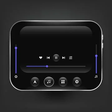 Futuristic Dark Music Player Interface With Neon Control Elements Illustrazione stock