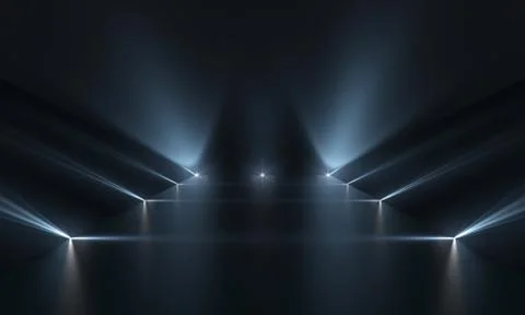 Futuristic dark podium with light and reflection background. Stock Illustration