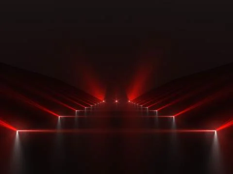 Futuristic dark red podium with light and reflection background Stock Illustration