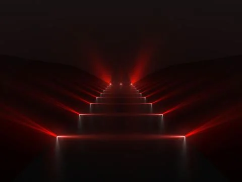 Futuristic dark red podium with light and reflection background Stock Illustration