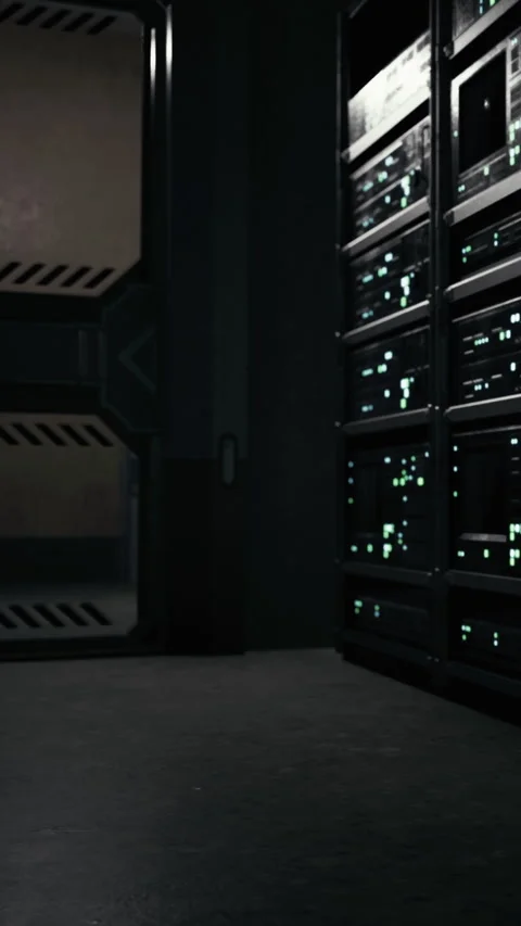 Futuristic dark room with glowing tech and sleek design Stock Footage 334204214