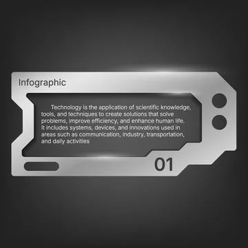 Futuristic dark technology infographic banner template with metallic style Stock Illustration