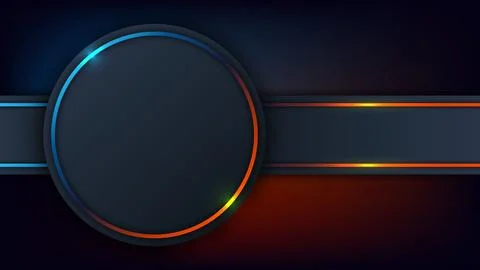 Futuristic Dark Vector Background with Glowing Neon Cyan and Orange Circula.. Stock Illustration