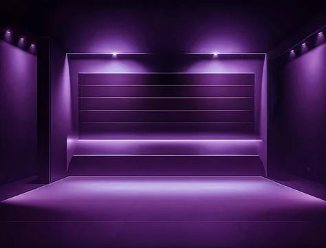 Futuristic dark violet podium with light and reflection background Stock Illustration