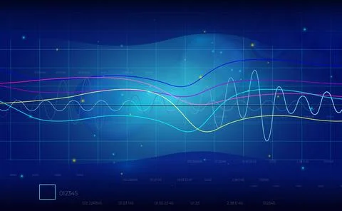 Futuristic dashboard of business analytics information. Digital graphics on b Stockillustratie