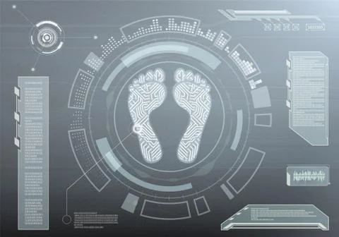 Futuristic dashboard with foot prints. Vector illustration. Stock Illustration