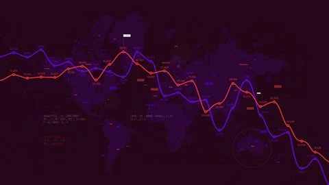 Futuristic dashboard graph of forex statistics, business and financial analytics Stock-Illustration