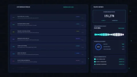 Futuristic dashboard interface animation with dark theme and charts Stock Footage 346547295
