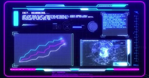 Futuristic data analysis and scanning image over digital interface with gra.. Stock Photos