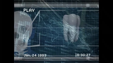 Futuristic data analysis animation over world map and digital interface Stock Footage 304806575