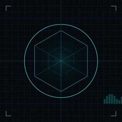 Futuristic Data Analysis Screen: Digital Grid, Graphs, and Charts on Dark B.. Stock Footage 347260808