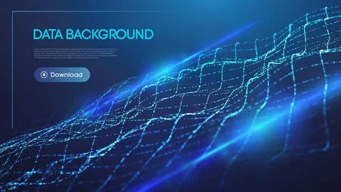 Futuristic data background with glowing blue digital wave, abstract technology 스톡 일러스트