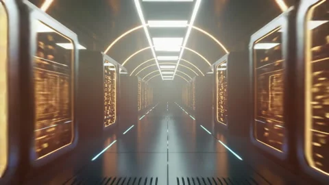 Futuristic Data Center with Ambient Lighting and Fog Effects Stock Footage 319441895
